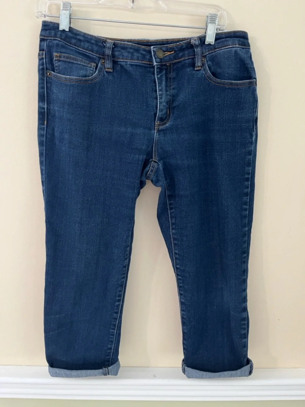 MICHAEL KORS Blue Dark Wash 5 Pocket Cropped Cuffed Skinny Jeans 6